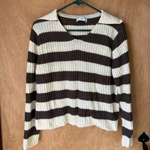 Striped collared sweater